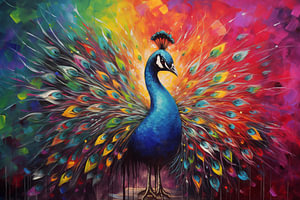 Bunter Pfau der modernen Kunst auf Leinwand gemalt, Kunstdesign