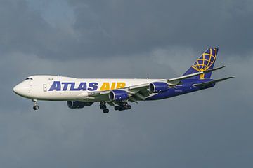 Landing Atlas Air Boeing 747-8 op Schiphol.