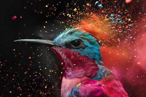 Colourful Explosion - Hummingbird in Abstract Splendour