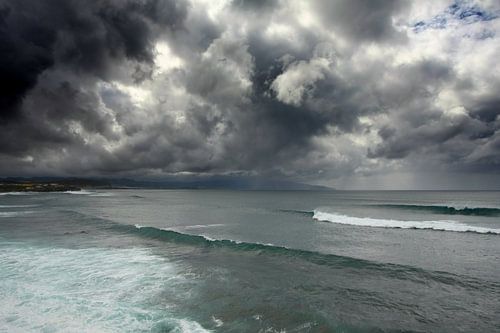 Heavy cloud cover over the Atlantic Ocean