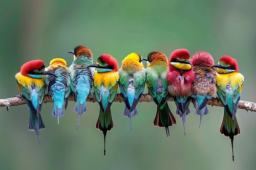 bijeteneters op een rij