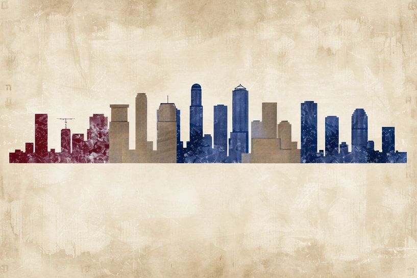 Moderne abstracte skyline met kleurrijke tinten van Art & Soul Creations