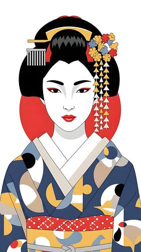 Elegant Japans Geisha-portret in moderne stijl