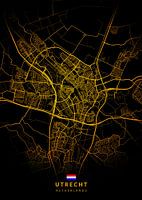 Utrecht City Map Modern Black Gold