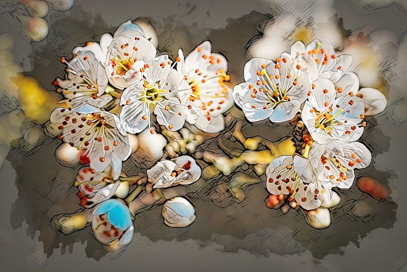 Witte bloesem van Rob Boon