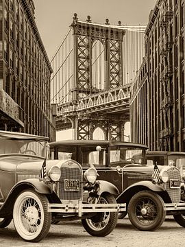 De Ford Model A oldtimers in New York - 1 van 2 van Martin Bergsma