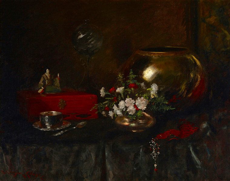 Stilleben (Messingschale), William Merritt Chase von Meisterhafte Meister