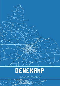 Blauwdruk | Landkaart | Denekamp (Overijssel) van MijnStadsPoster