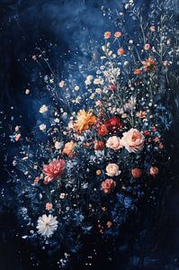 Nächtliche florale Opulenz - Eleganz in Blau