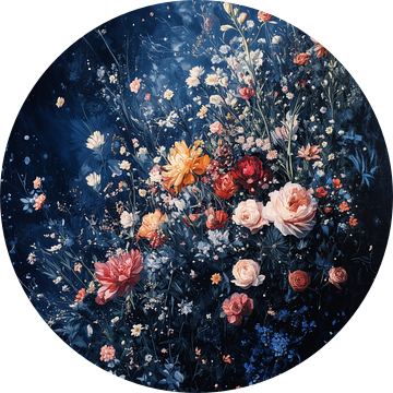 Nachtelijke Bloemenweelde - Elegantie in Blauw