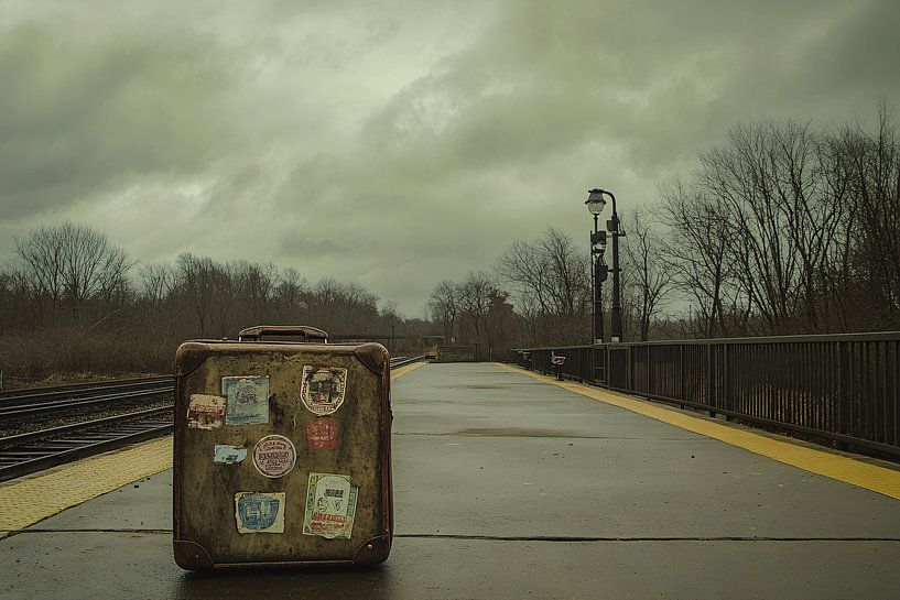 Old suitcase on abandoned platform by Imperial Art House