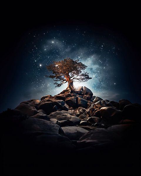 Baum in der Nacht von fernlichtsicht