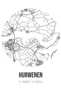 Hurwenen (Gelderland) | Karte | Schwarz und Weiß von Rezona