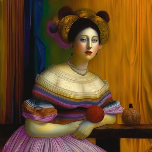 Vrouw met gebreide kleding