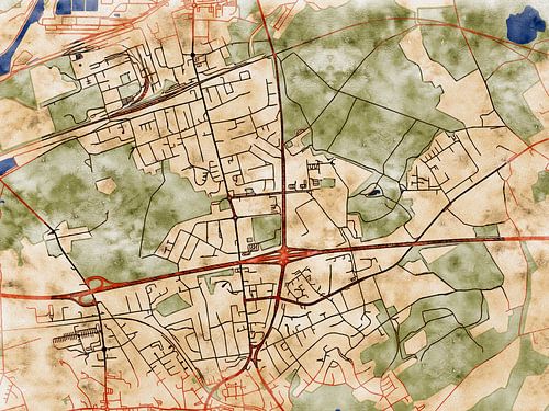 Kaart van Castrop-Rauxel in de stijl 'Serene Summer'