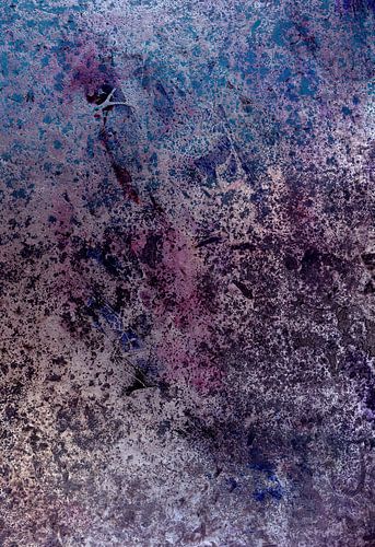 Art abstrait minimaliste en bleu métallique, violet et brun rouillé