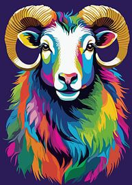 Mouton de la lande de Drenthe Style Pop Art