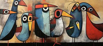 Abstracte Vogel Vormen van Blikvanger Schilderijen