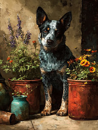 Australian Cattle Dog im Cottage-Garten von Erika Kaisersot