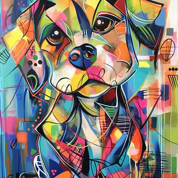 Abstracte kleurrijke hond