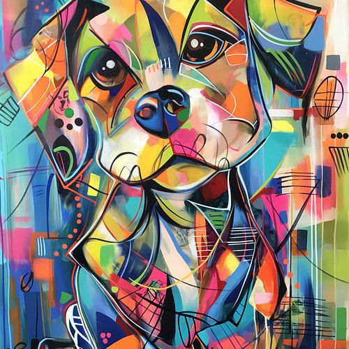 Abstracte kleurrijke hond