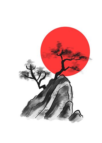 Peinture à l'encre de Chine représentant des montagnes