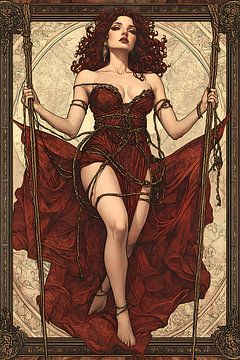 Portret vrouw sexy Alphonse Mucha van Jan Bechtum