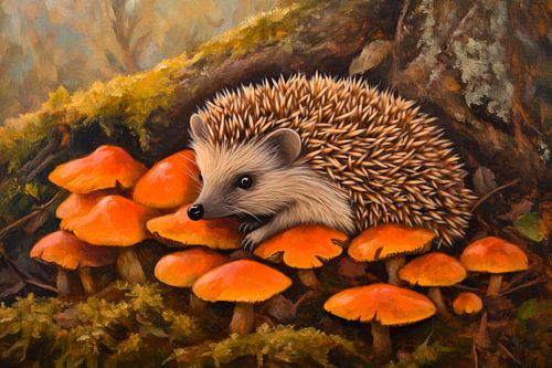Egel in het paddenstoelenveld
