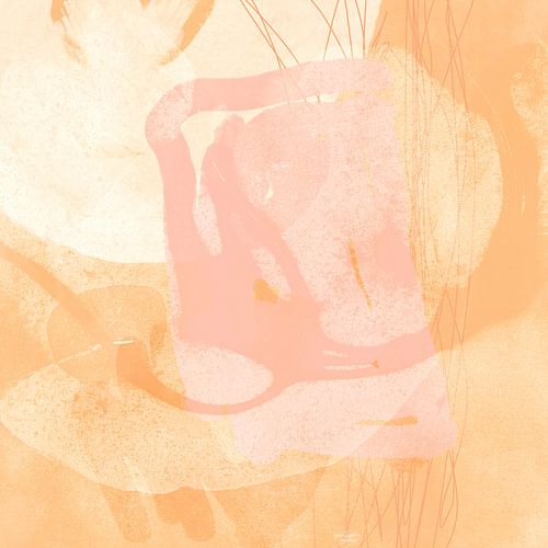 Formes organiques abstraites dans des couleurs pastel. Orange, rose, blanc.