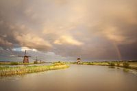 Moulins à vent de kinderdijk arc-en-ciel