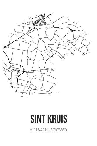 Sint Kruis (Zeeland) | Karte | Schwarz und weiß