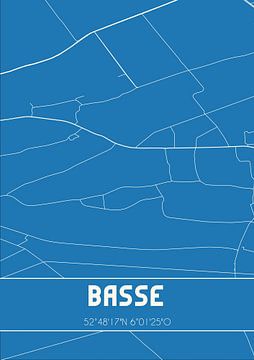 Blauwdruk | Landkaart | Basse (Overijssel) van MijnStadsPoster