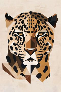 Tête de léopard moderne géométrique Art déco sur De Muurdecoratie