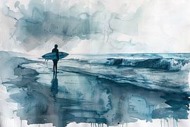 Painting, watercolour, surfing -4 by Peter Pen Drawings and Paintings