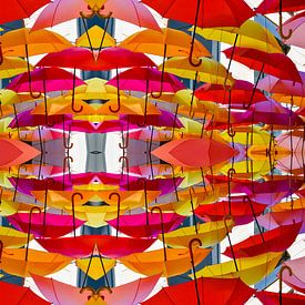 Colourful Umbrella Art Installation in Bordeaux – Symmetrical Abstract Wall Decoration by Bas Potman