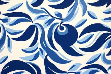 Minimalistische lijnencompositie in blauw en wit van De Muurdecoratie
