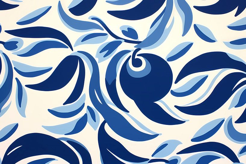 Minimalist line composition in blue and white by Art & Soul Creations