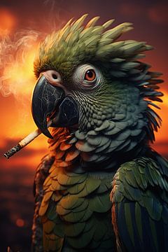 Smoking parrot by Mathias Ulrich