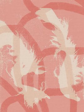Abstracte kunst in pastelkleuren. Wit en roze van Abstract Minimalist Art