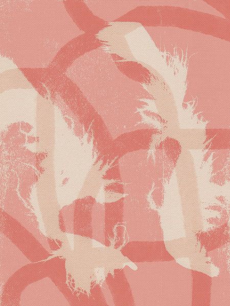 Abstracte kunst in pastelkleuren. Wit en roze van Abstract Minimalist Art
