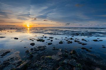 Sonnenuntergang über dem Wattenmeer von Wrister Kuiling