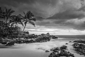 Secret Beach en noir et blanc, Maui, Hawaii