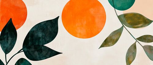 Kleurrijke cirkels en bladeren - abstracte harmonie