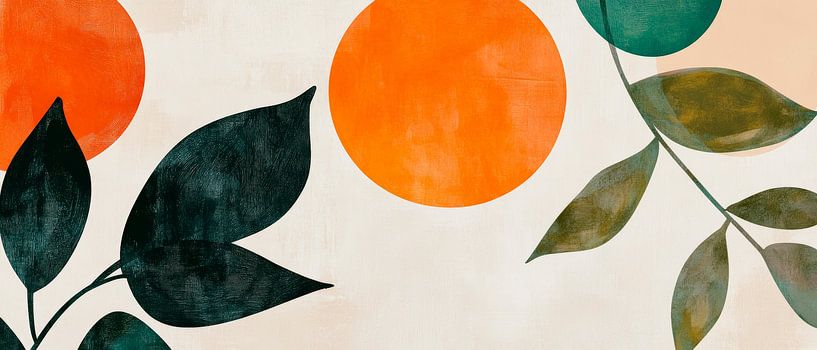 Colourful circles and leaves - abstract harmony by Poster Art Shop
