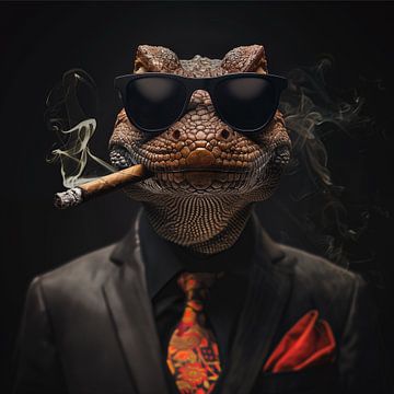 Salamander met sigaar en zonnebril van TheXclusive Art
