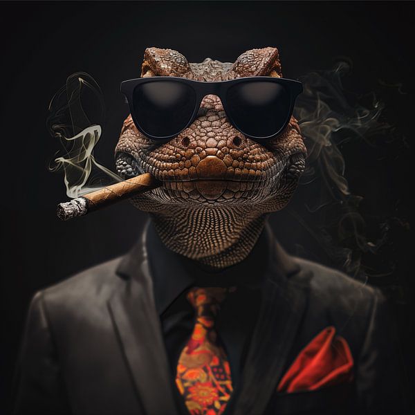 Salamander with cigar and sunglasses by TheXclusive Art