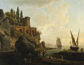 Paysage fantastique, scène portuaire italienne, Claude-Joseph Vernet par Des maîtres magistraux Aperçu