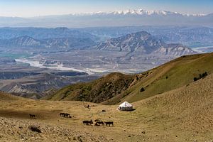 Panorama vanaf Toguz Toro Pas Kirgizstan