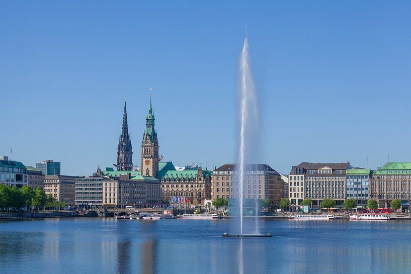 Binnenalster, Stadhuis, Jungfernstieg, Hamburg van Torsten Krüger