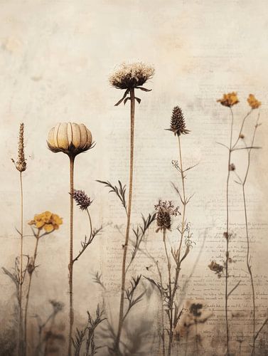 Vintage collage with flowers